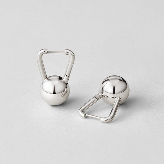 Silver-Tone Dumbbell Hoop Earrings