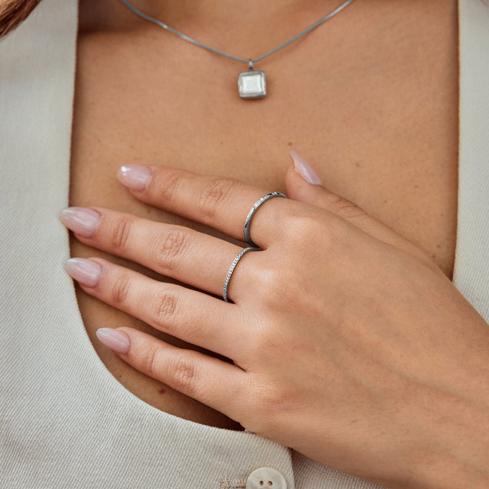 Silver-Tone Eternity Crystal Ring