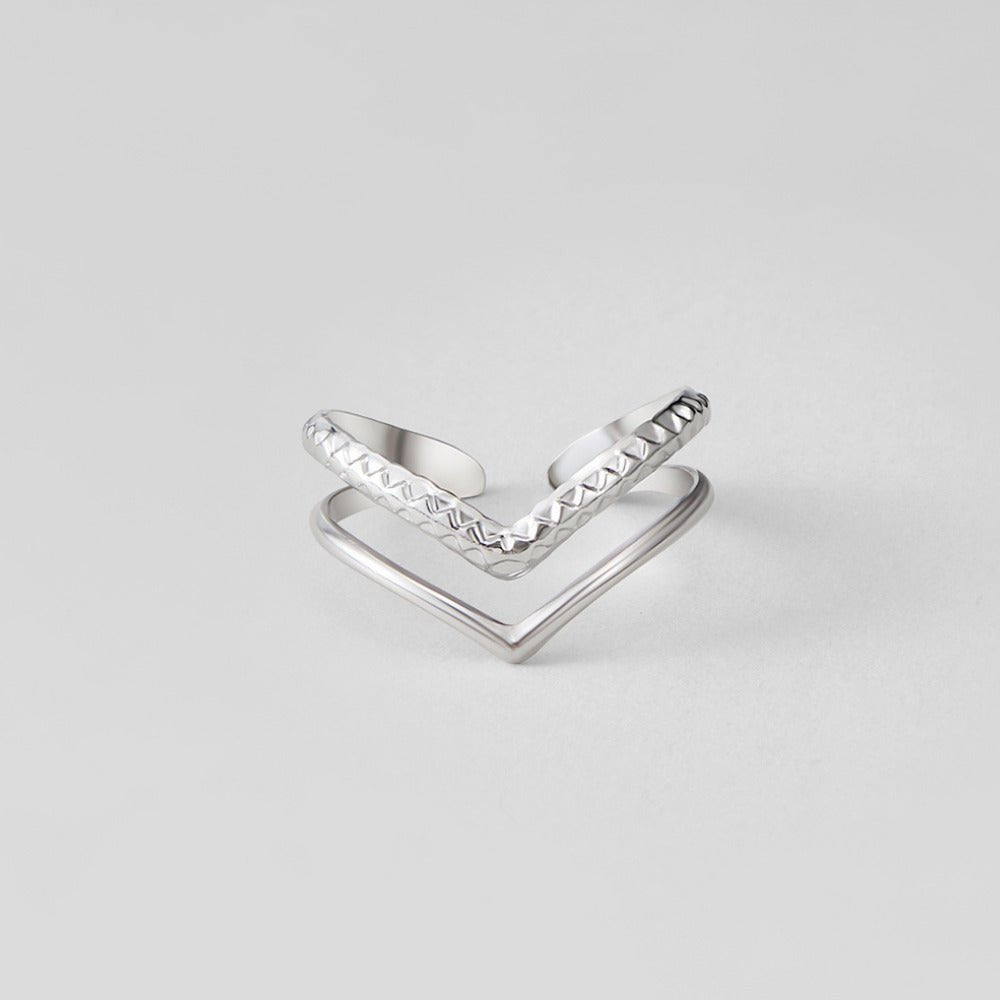 Harper Layered Wrap Ring (Silver-Tone)