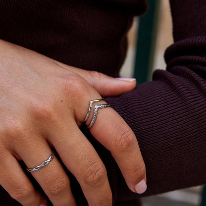 Harper Layered Wrap Ring (Silver-Tone)