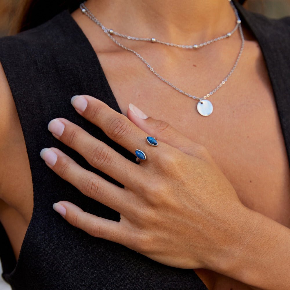 Silver-Tone Lapis Blue Wrap Ring