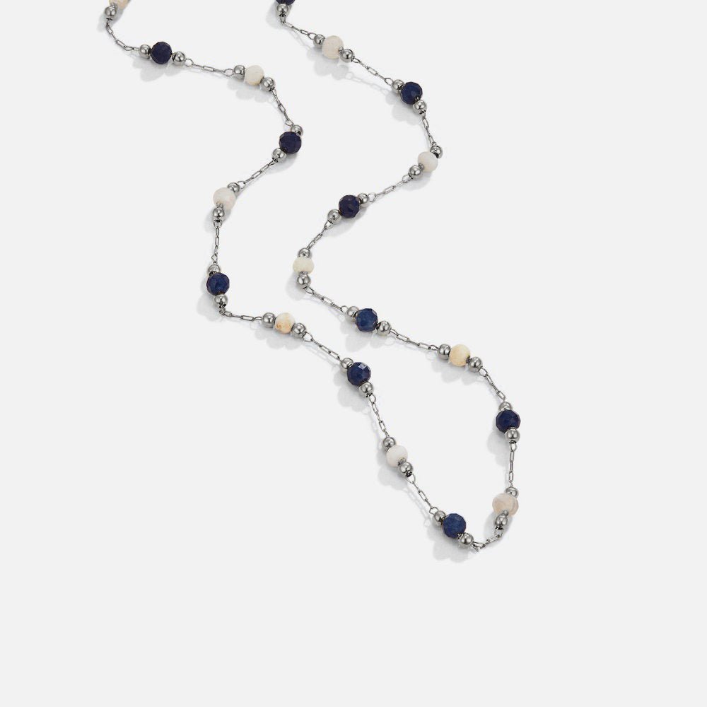 Silver-Tone Lulu Midnight Beaded Necklace