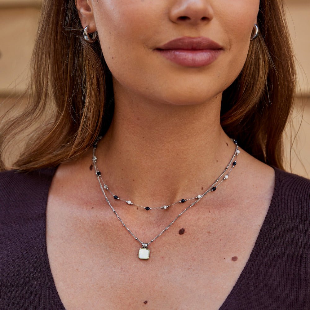 Silver-Tone Lulu Midnight Beaded Necklace