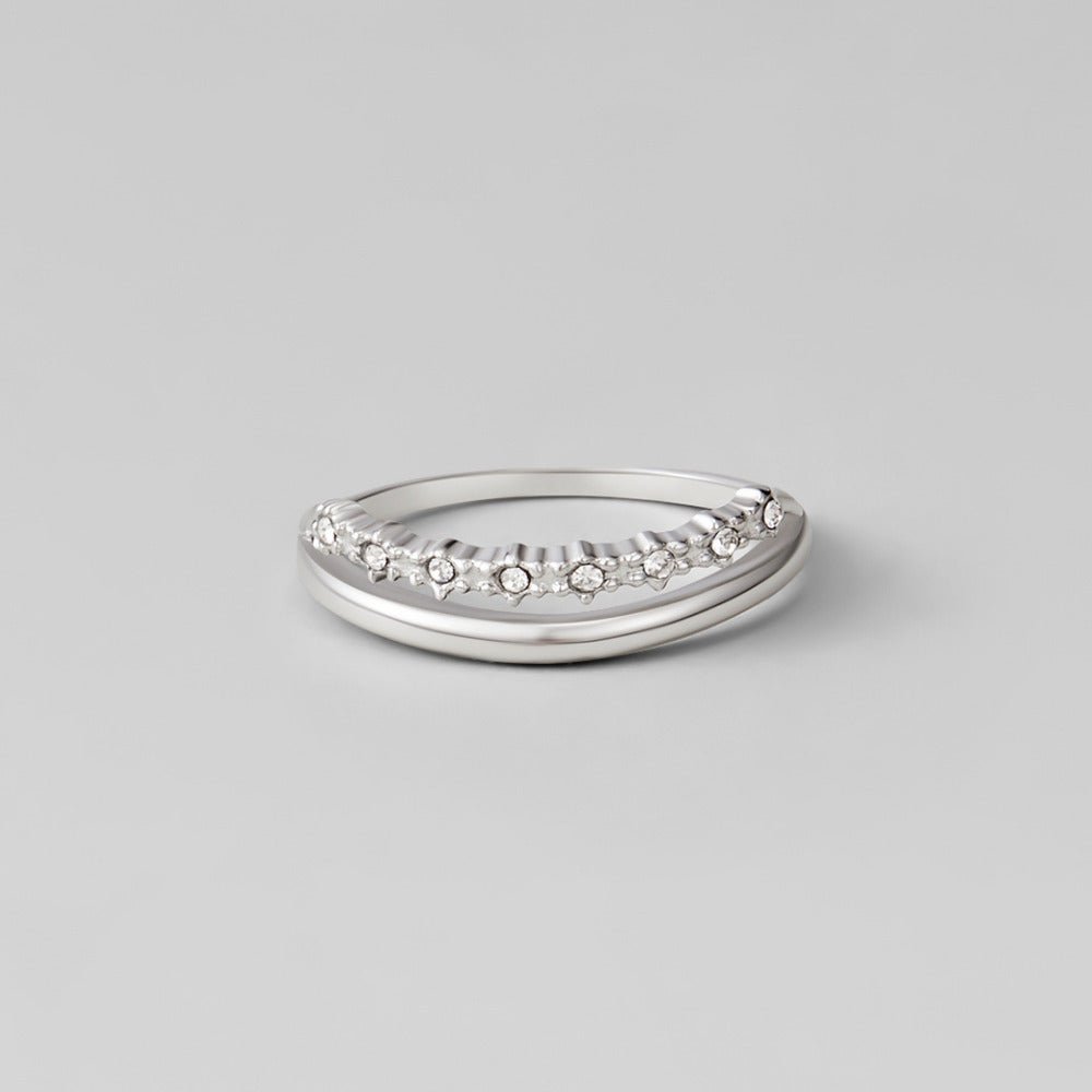 Silver-Tone Marissa White Crystal Layered Ring
