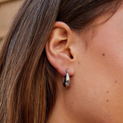 Silver-Tone Serenity Hoop Earrings