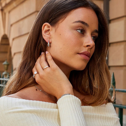 Silver-Tone Serenity Hoop Earrings