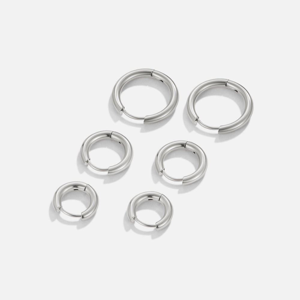 Silver-Tone Trio Mini Hoop Set