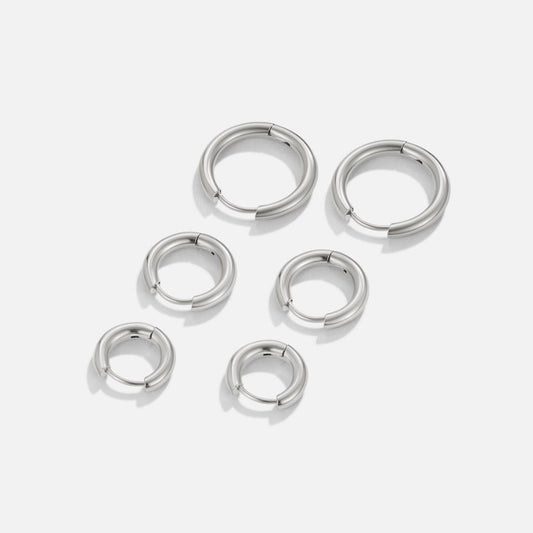 Silver-Tone Trio Mini Hoop Set