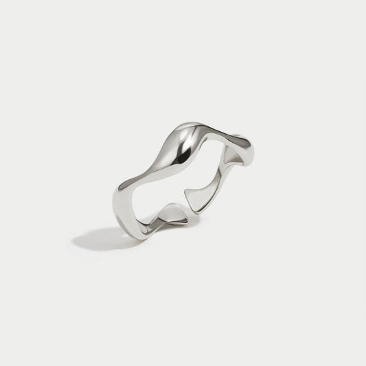 Silver-Tone Wave Band Ring
