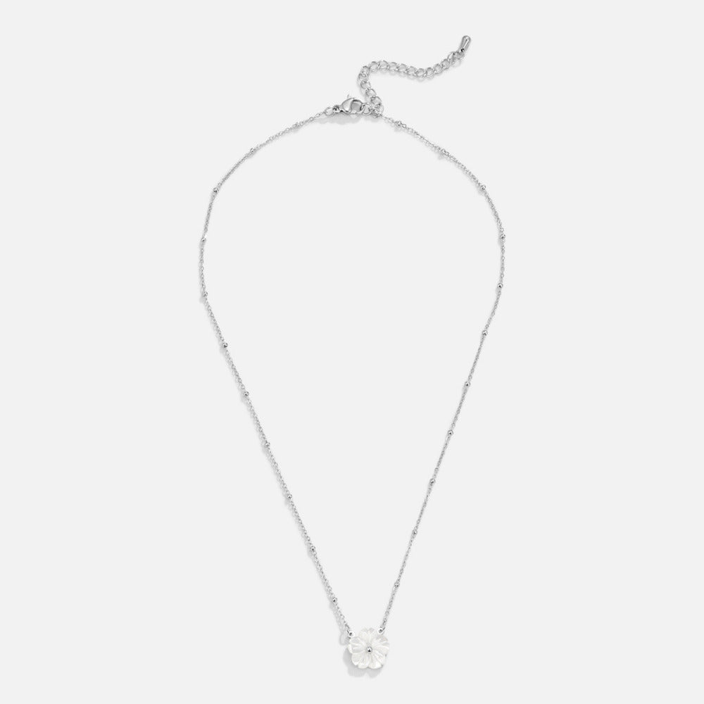Silver-Tone White Blossom Flower Necklace