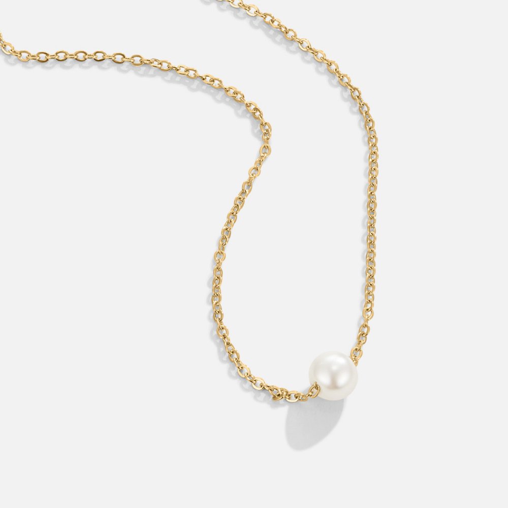 Solitaire Gold-Tone Pearl Necklace
