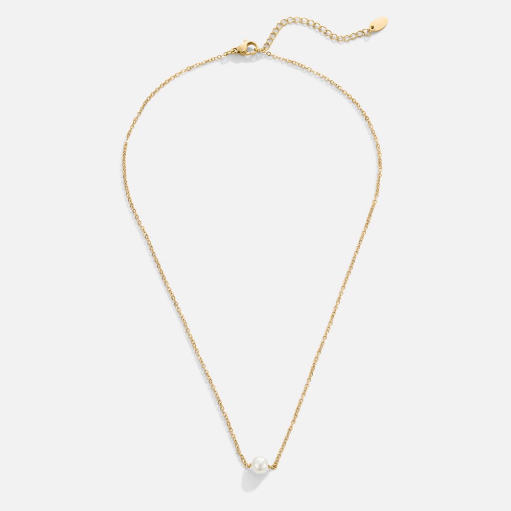Solitaire Gold-Tone Pearl Necklace