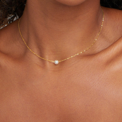 Solitaire Gold-Tone Pearl Necklace