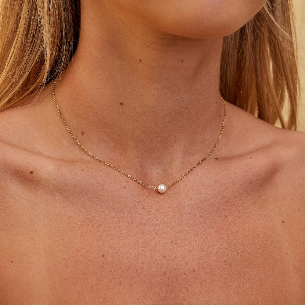 Solitaire Gold-Tone Pearl Necklace