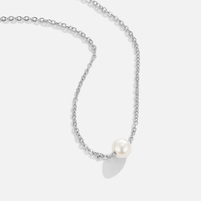 Solitaire Silver-Tone Pearl Necklace