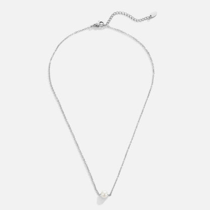 Solitaire Silver-Tone Pearl Necklace