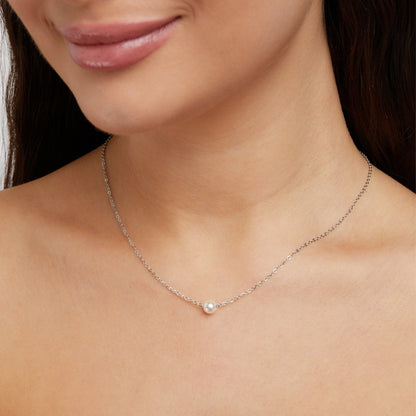 Solitaire Silver-Tone Pearl Necklace