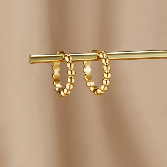 Soraya Gold-Tone Bead Hoop Earrings