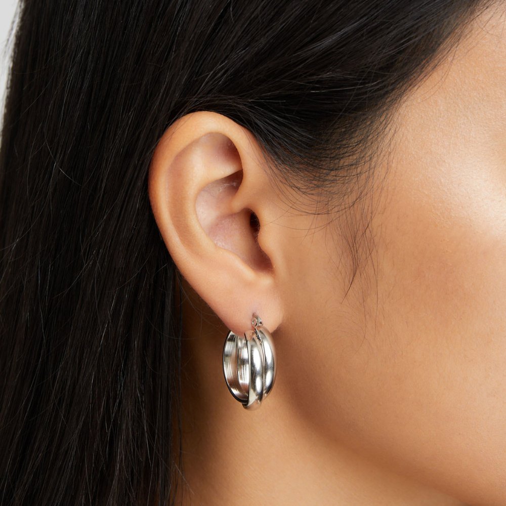 Talia Silver-Tone Hoop Earrings