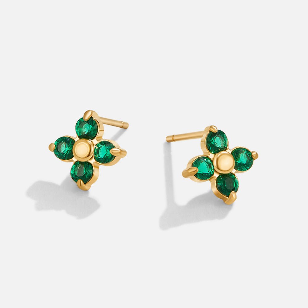 Tiny Emerald Green Petal Stud Earrings