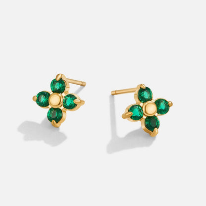 Tiny Emerald Green Petal Stud Earrings