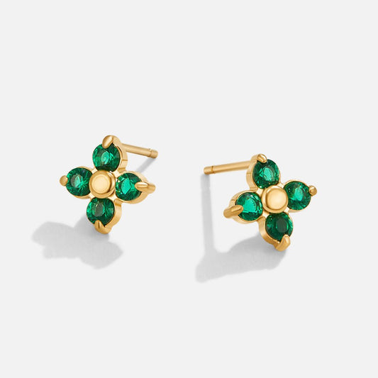 Tiny Emerald Green Petal Stud Earrings