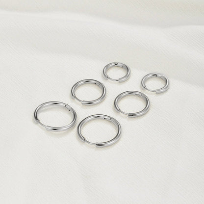 Triple Hoop Earrings Silver-Tone Set