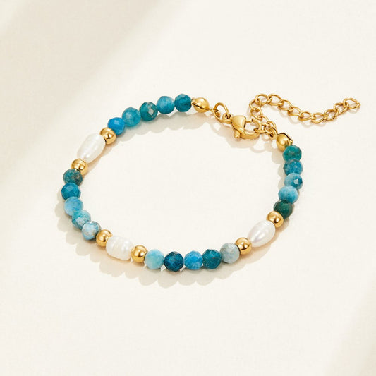 Turquoise & Pearl Bead Bracelet