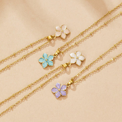 Turquoise Sakura Bloom Gold-Tone Necklace