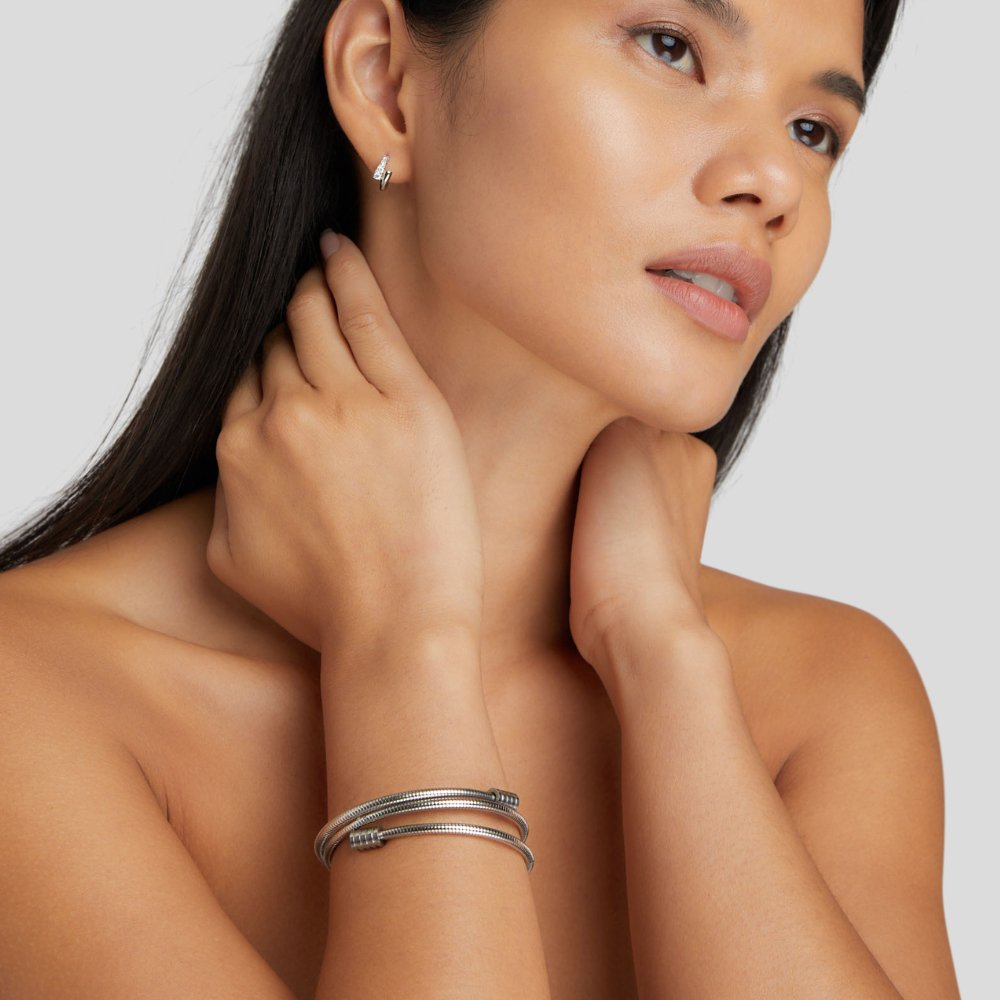 Twisted Silver-Tone Bracelet