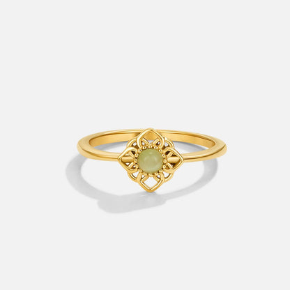 Vintage Lotus Flower Opal-Effect Ring