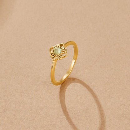 Vintage Lotus Flower Opal-Effect Ring