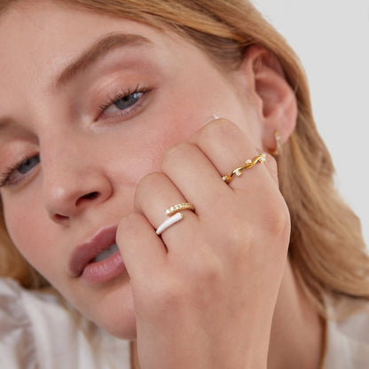 Wavy Pearl Gold-Tone Ring