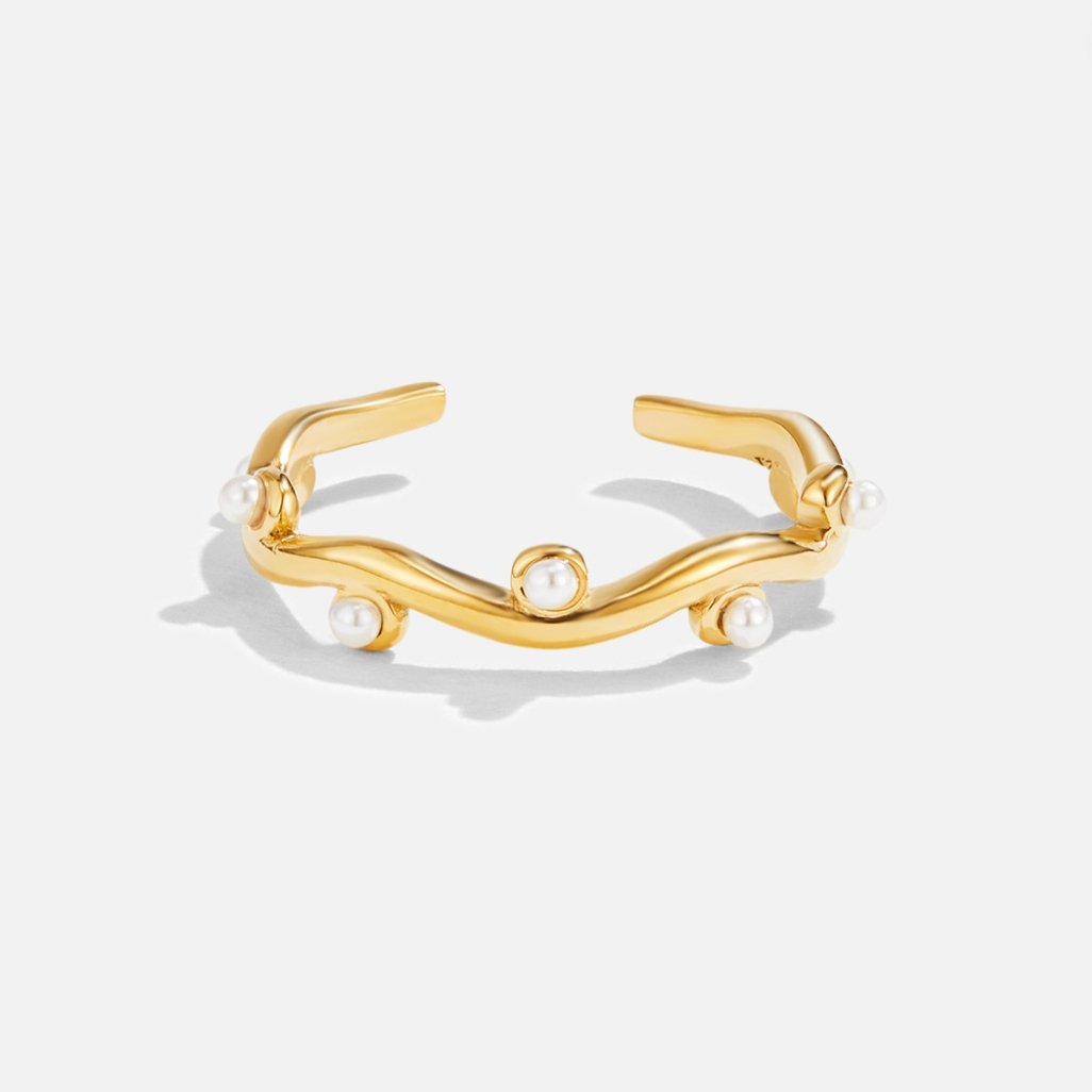 Wavy Pearl Gold-Tone Ring