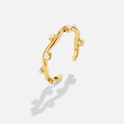 Wavy Pearl Gold-Tone Ring