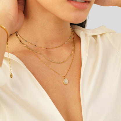 White Opal-Effect Necklace