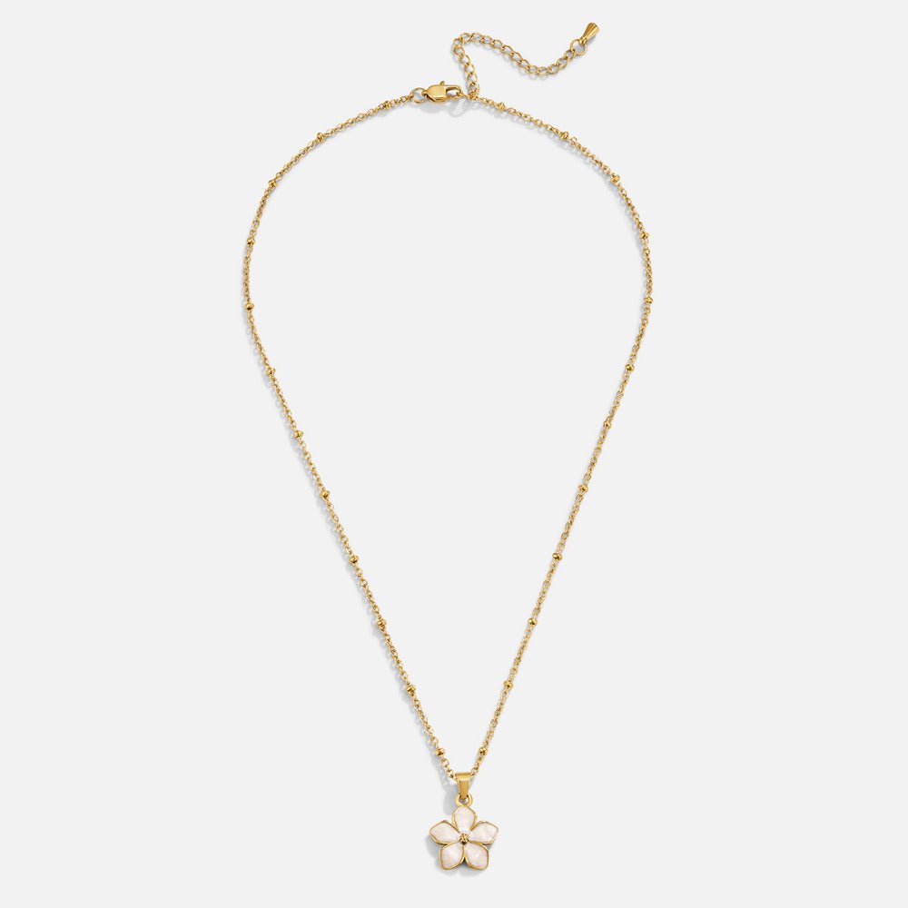 White Sakura Bloom Gold-Tone Necklace