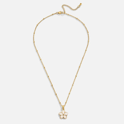 White Sakura Bloom Gold-Tone Necklace
