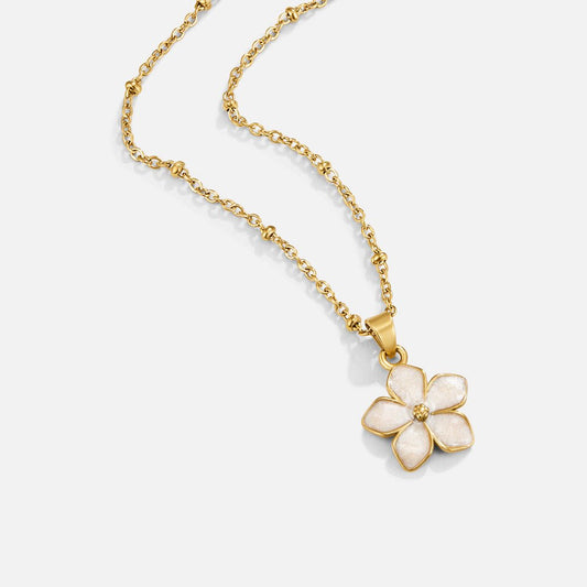 White Sakura Bloom Gold-Tone Necklace