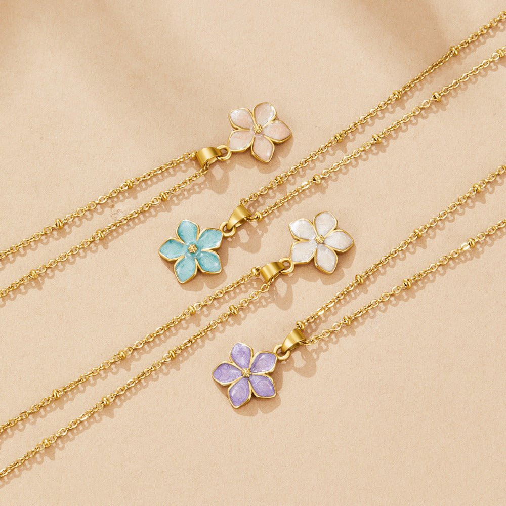 White Sakura Bloom Gold-Tone Necklace