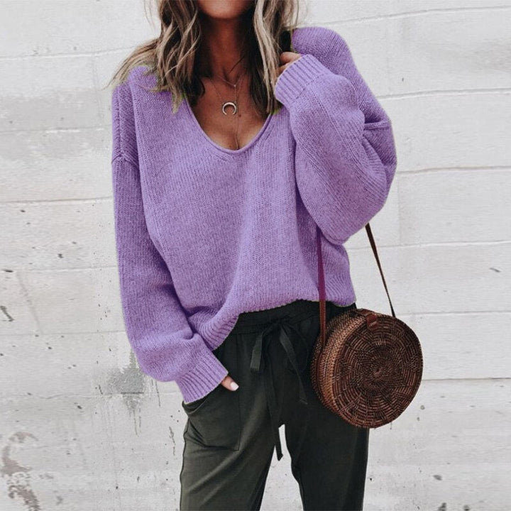 Loose V-neck Knitted Top Sweater