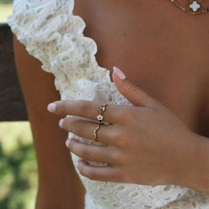 Zenya Crystal & Gold-Tone Wave Ring