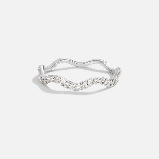 Zenya Crystal & Silver-Tone Wave Ring