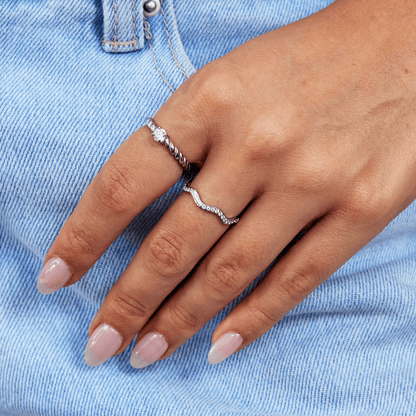 Zenya Crystal & Silver-Tone Wave Ring